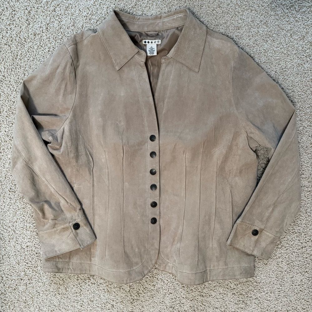Vintage Women's Leather Jacket Suede Tan 1X